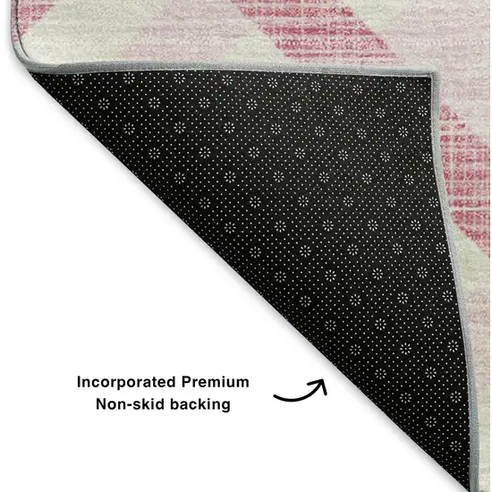 Pink And Ivory Geometric Washable Area Rug With UV Protection Photo 6