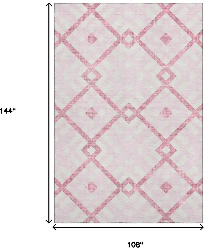 Pink And Ivory Geometric Washable Area Rug With UV Protection Photo 3