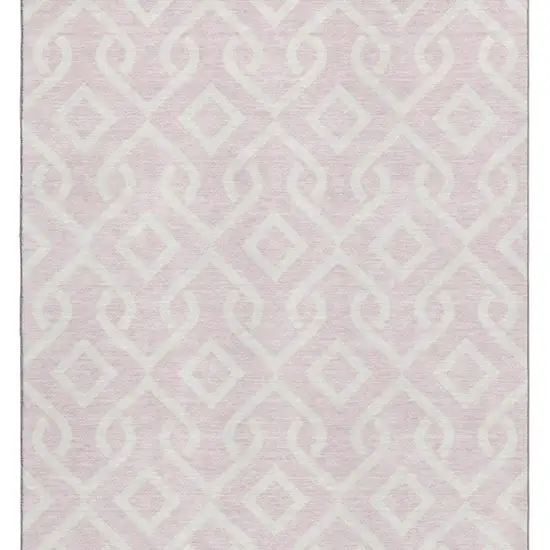 Pink And Ivory Geometric Washable Area Rug With UV Protection Photo 4
