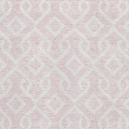 Pink And Ivory Geometric Washable Area Rug With UV Protection Photo 3
