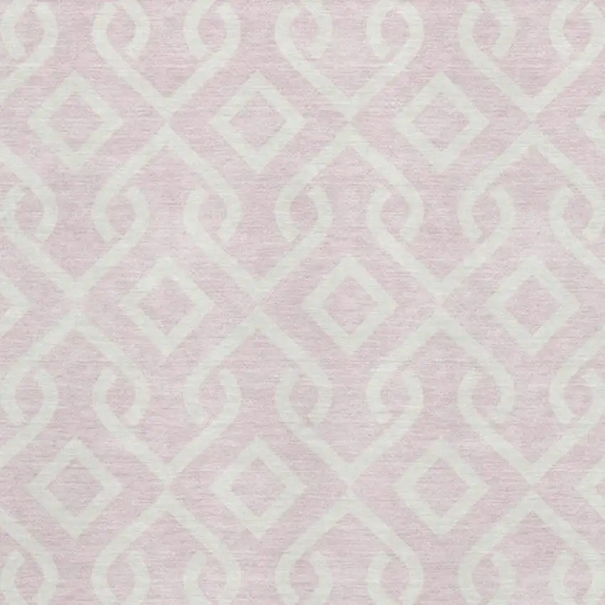 Pink And Ivory Geometric Washable Area Rug With UV Protection Photo 3
