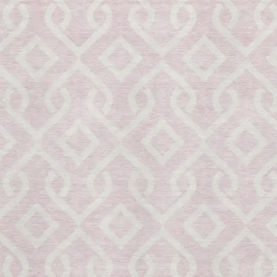 Pink And Ivory Geometric Washable Area Rug With UV Protection Photo 3