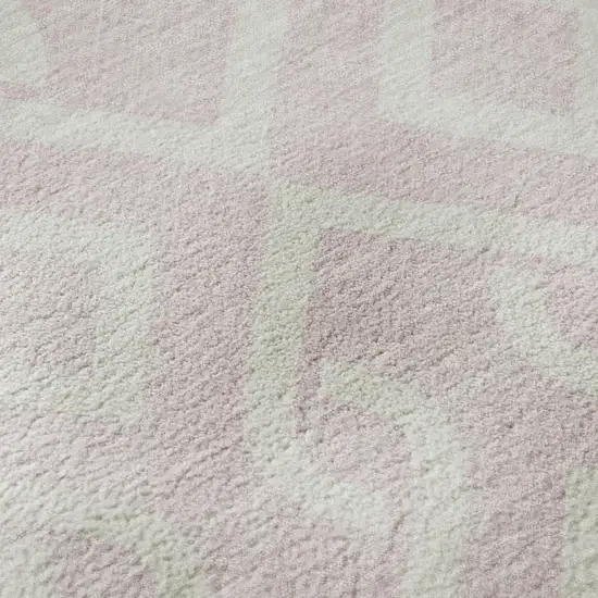 Pink And Ivory Geometric Washable Area Rug With UV Protection Photo 8