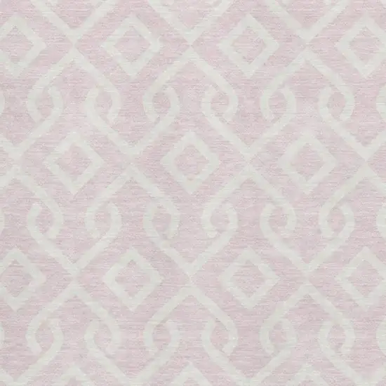 Pink And Ivory Geometric Washable Area Rug With UV Protection Photo 3