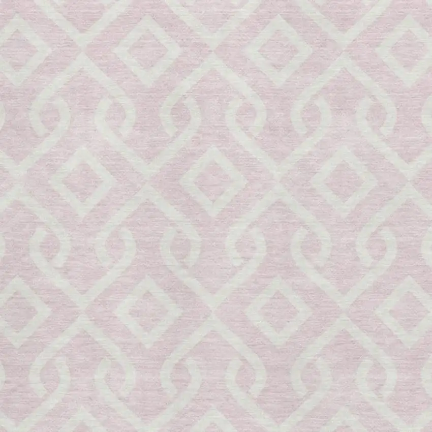 Pink And Ivory Geometric Washable Area Rug With UV Protection Photo 3