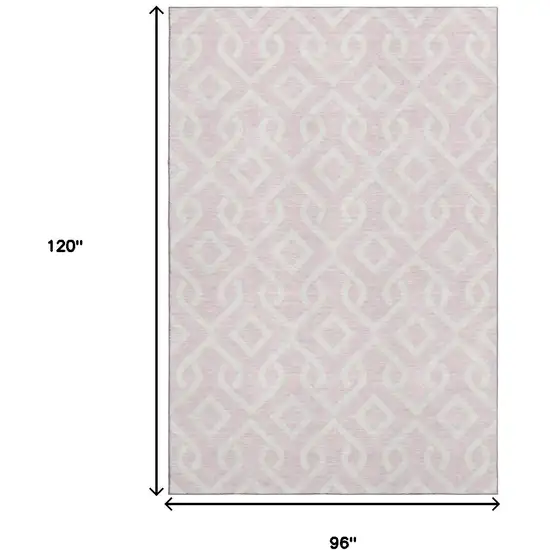 Pink And Ivory Geometric Washable Area Rug With UV Protection Photo 3