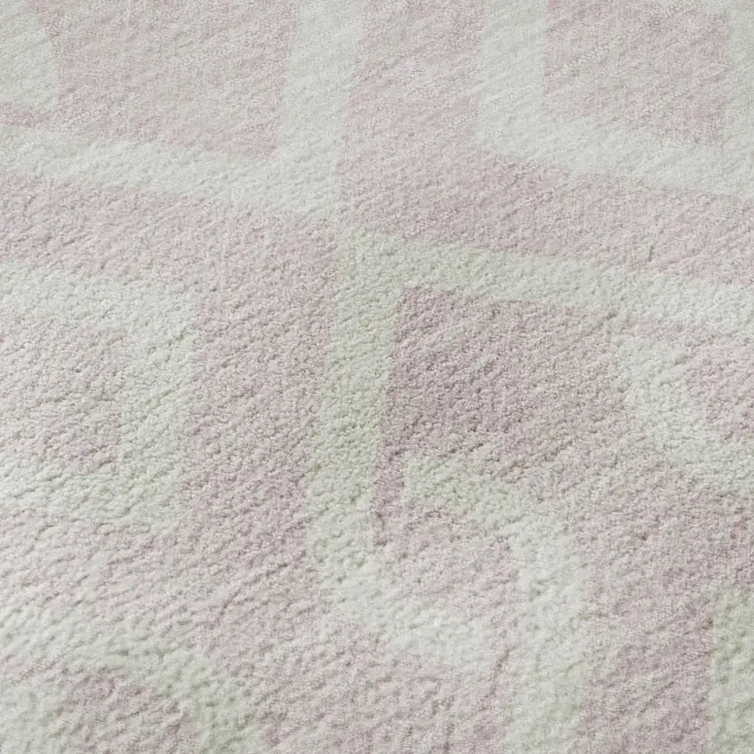 Pink And Ivory Geometric Washable Area Rug With UV Protection Photo 8