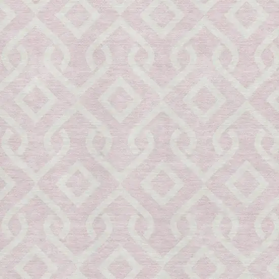 Pink And Ivory Geometric Washable Area Rug With UV Protection Photo 3