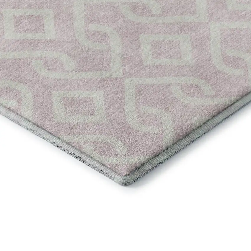 Pink And Ivory Geometric Washable Area Rug With UV Protection Photo 8