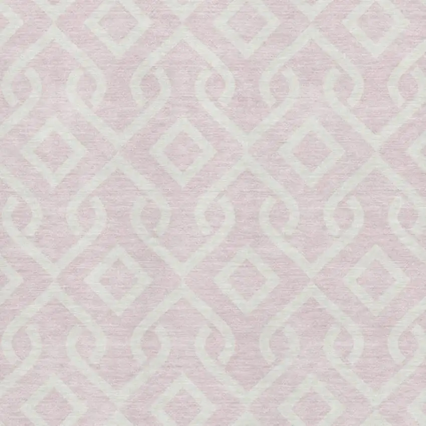 Pink And Ivory Geometric Washable Area Rug With UV Protection Photo 3