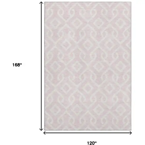 Pink And Ivory Geometric Washable Area Rug With UV Protection Photo 3