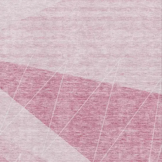 Pink And Ivory Geometric Washable Area Rug With UV Protection Photo 2