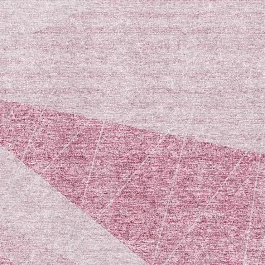 Pink And Ivory Geometric Washable Area Rug With UV Protection Photo 2