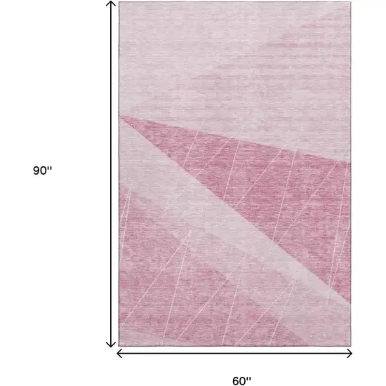 Pink And Ivory Geometric Washable Area Rug With UV Protection Photo 3