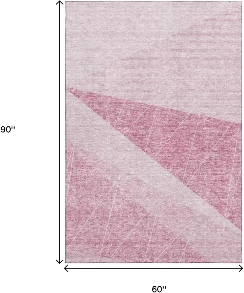 Pink And Ivory Geometric Washable Area Rug With UV Protection Photo 3