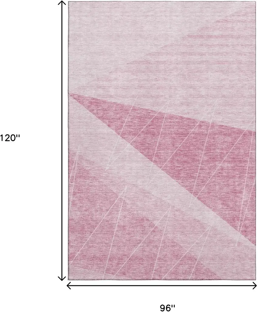 Pink And Ivory Geometric Washable Area Rug With UV Protection Photo 9