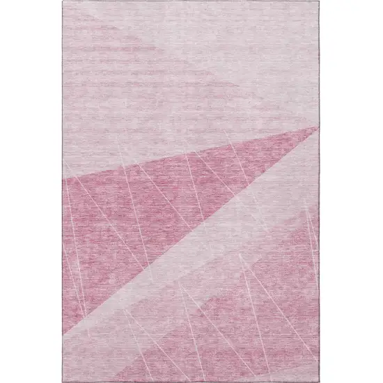 Pink And Ivory Geometric Washable Area Rug With UV Protection Photo 2