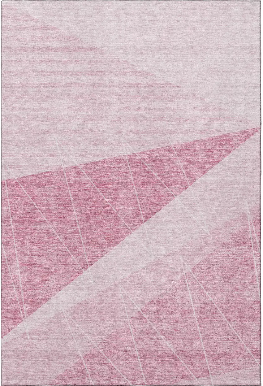 Pink And Ivory Geometric Washable Area Rug With UV Protection Photo 2