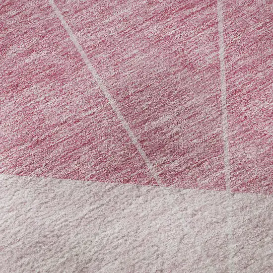Pink And Ivory Geometric Washable Area Rug With UV Protection Photo 8