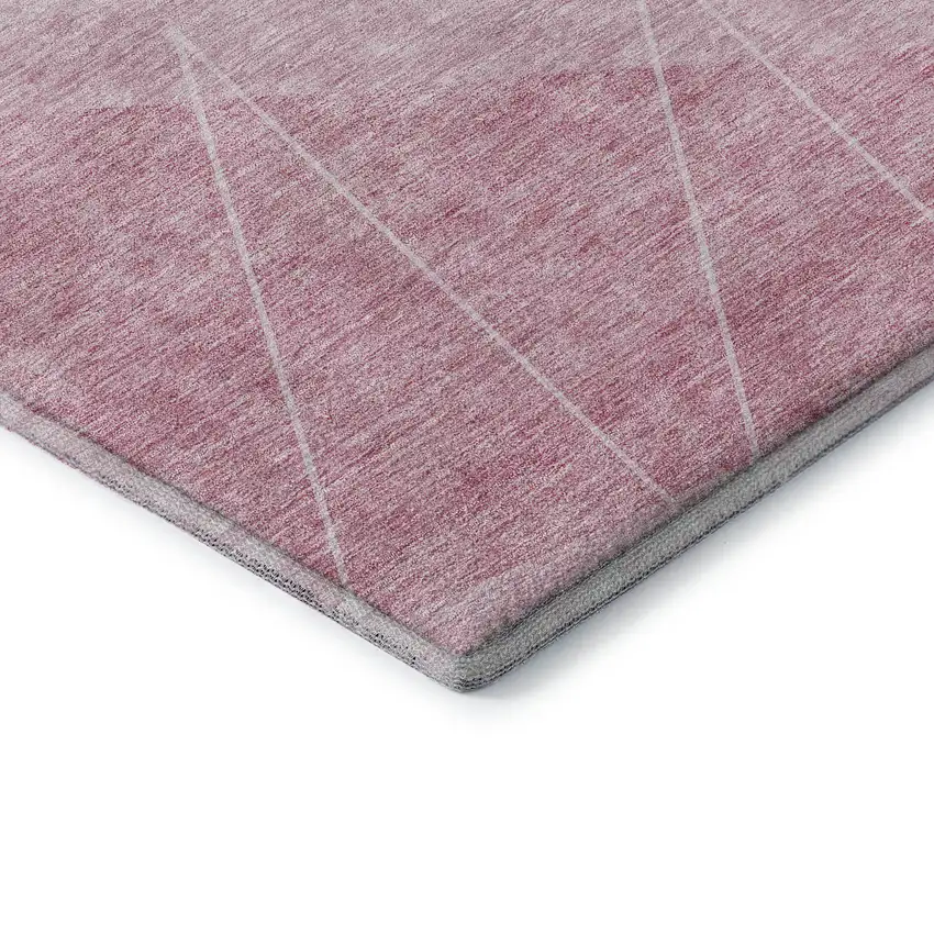 Pink And Ivory Geometric Washable Area Rug With UV Protection Photo 7