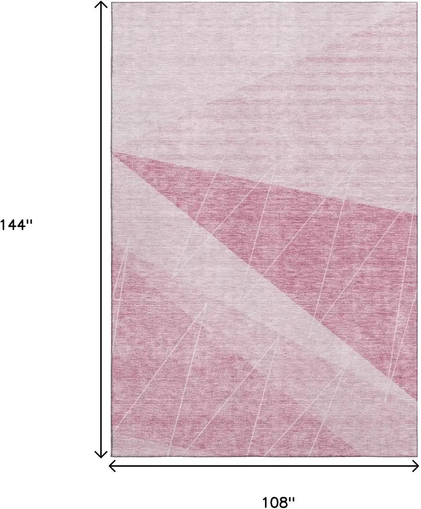 Pink And Ivory Geometric Washable Area Rug With UV Protection Photo 3