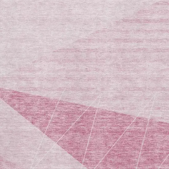 Pink And Ivory Geometric Washable Area Rug With UV Protection Photo 2