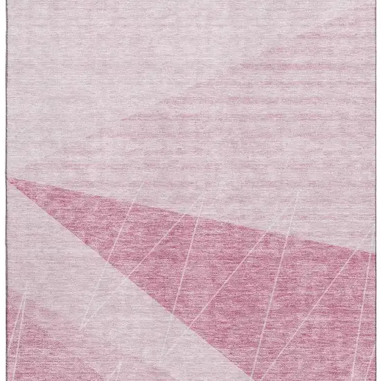 Pink And Ivory Geometric Washable Area Rug With UV Protection Photo 3
