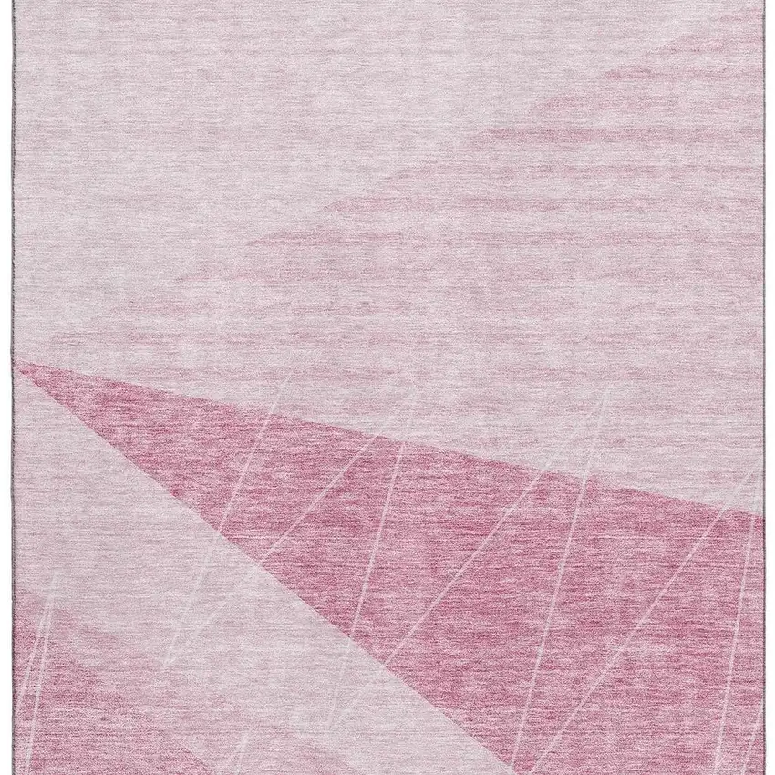 Pink And Ivory Geometric Washable Area Rug With UV Protection Photo 3