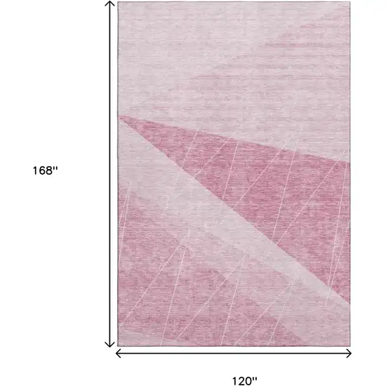 Pink And Ivory Geometric Washable Area Rug With UV Protection Photo 3
