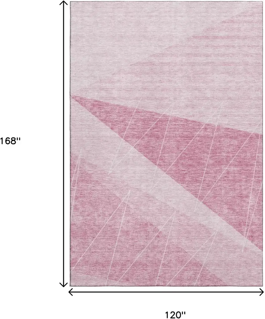 Pink And Ivory Geometric Washable Area Rug With UV Protection Photo 3