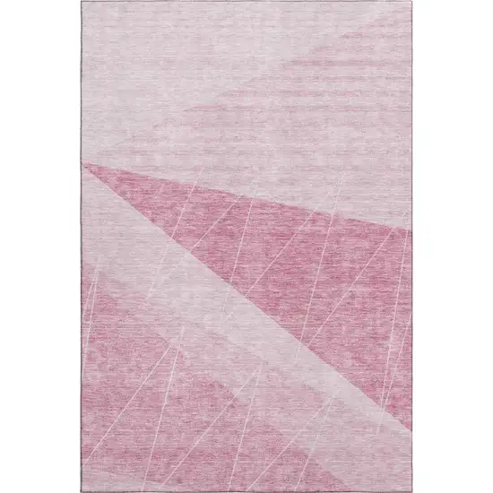 Pink And Ivory Geometric Washable Area Rug With UV Protection Photo 1