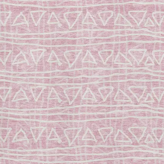 Pink And Ivory Geometric Washable Area Rug With UV Protection Photo 3