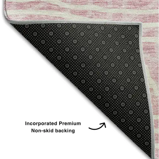 Pink And Ivory Geometric Washable Area Rug With UV Protection Photo 7
