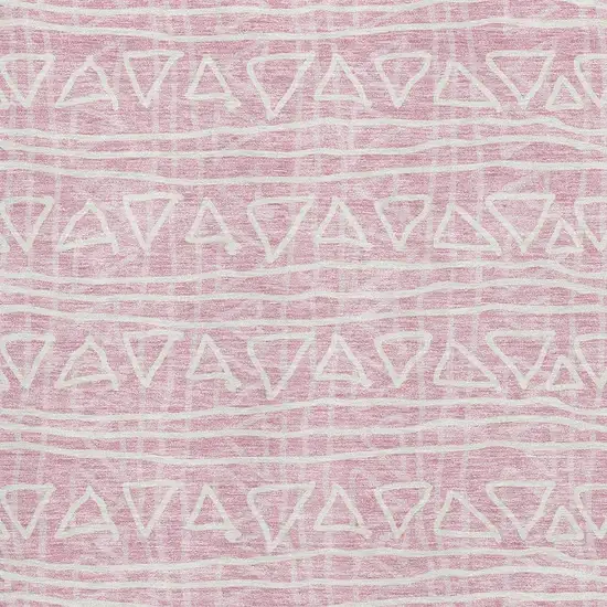 Pink And Ivory Geometric Washable Area Rug With UV Protection Photo 3