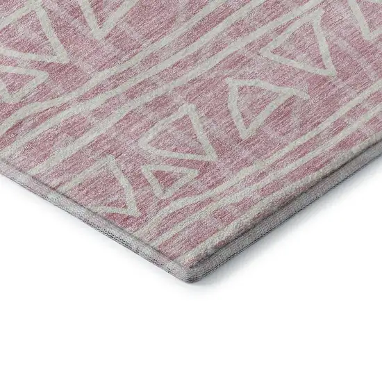Pink And Ivory Geometric Washable Area Rug With UV Protection Photo 8