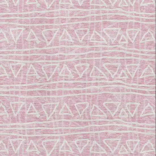 Pink And Ivory Geometric Washable Area Rug With UV Protection Photo 3