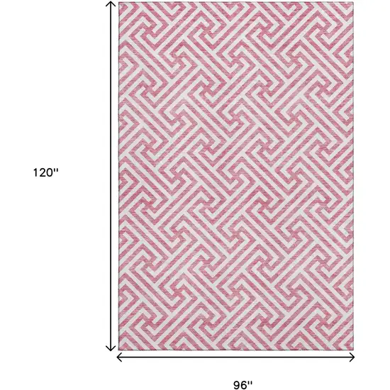 Pink And Ivory Geometric Washable Area Rug With UV Protection Photo 3