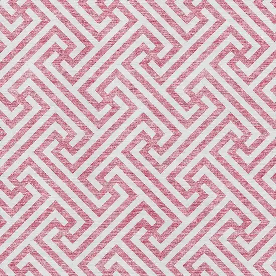Pink And Ivory Geometric Washable Area Rug With UV Protection Photo 3