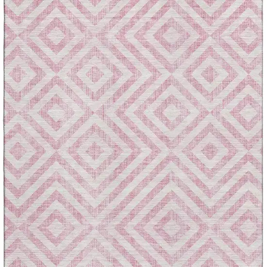 Pink And Ivory Geometric Washable Area Rug With UV Protection Photo 4