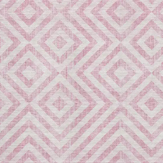 Pink And Ivory Geometric Washable Area Rug With UV Protection Photo 3