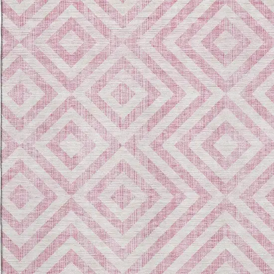 Pink And Ivory Geometric Washable Area Rug With UV Protection Photo 3