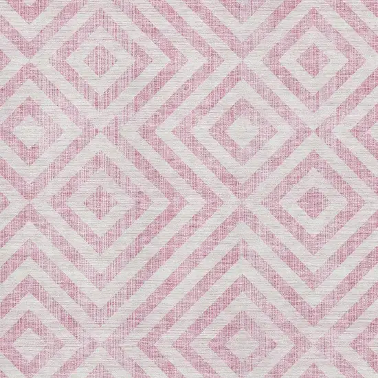 Pink And Ivory Geometric Washable Area Rug With UV Protection Photo 3