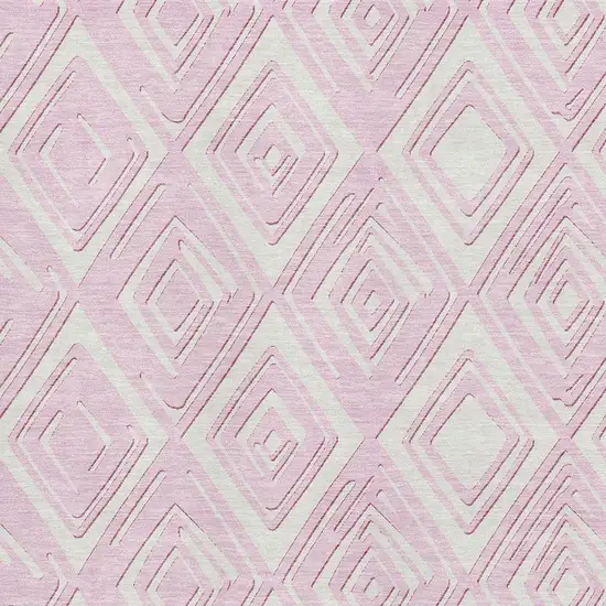 Pink And Ivory Geometric Washable Area Rug With UV Protection Photo 4