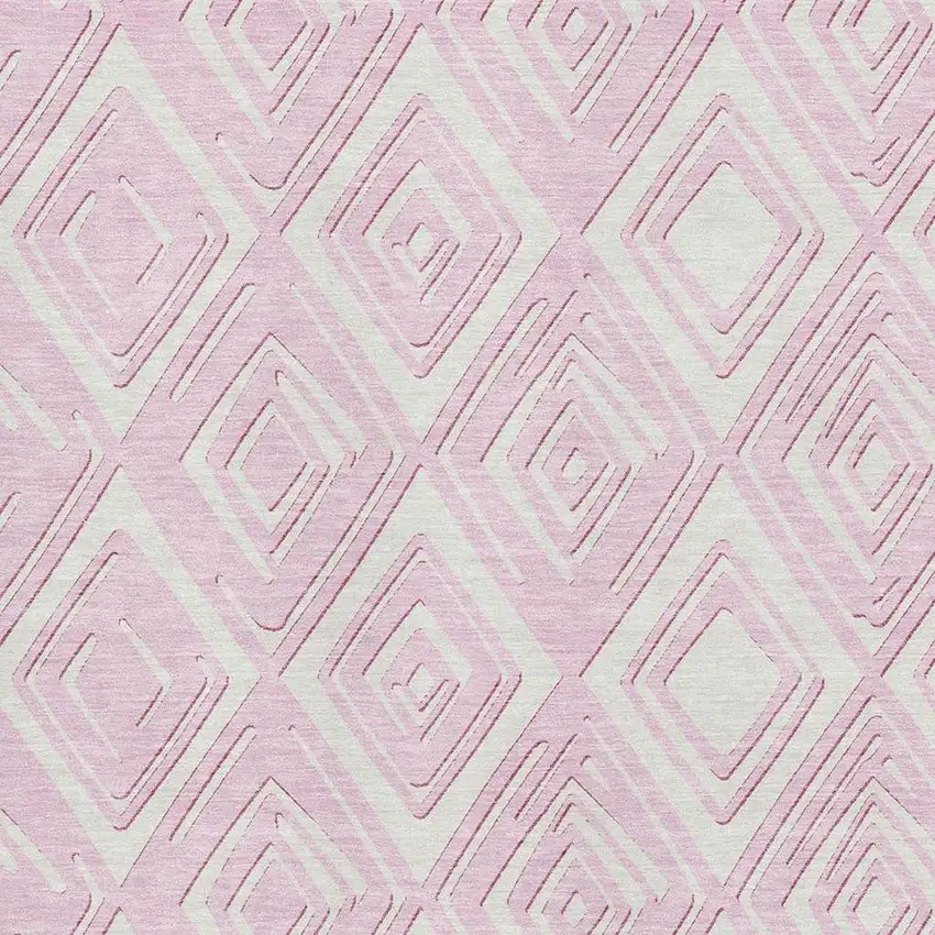 Pink And Ivory Geometric Washable Area Rug With UV Protection Photo 4
