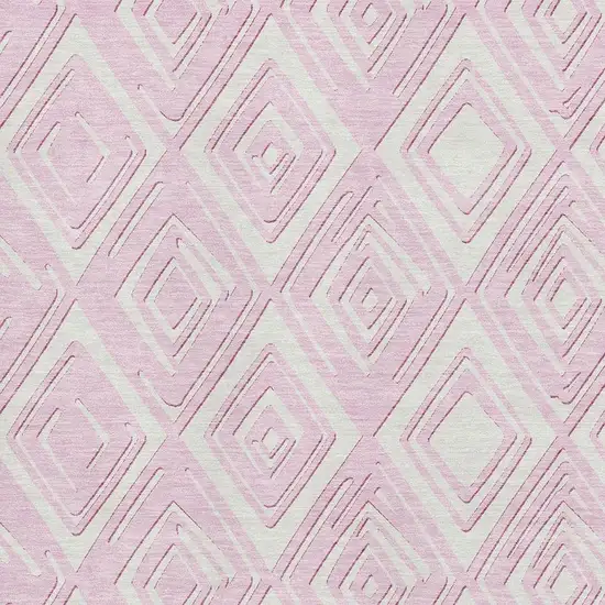 Pink And Ivory Geometric Washable Area Rug With UV Protection Photo 4