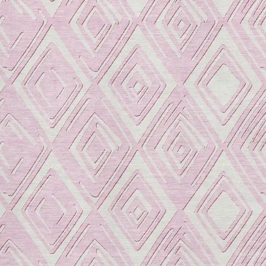 Pink And Ivory Geometric Washable Area Rug With UV Protection Photo 2