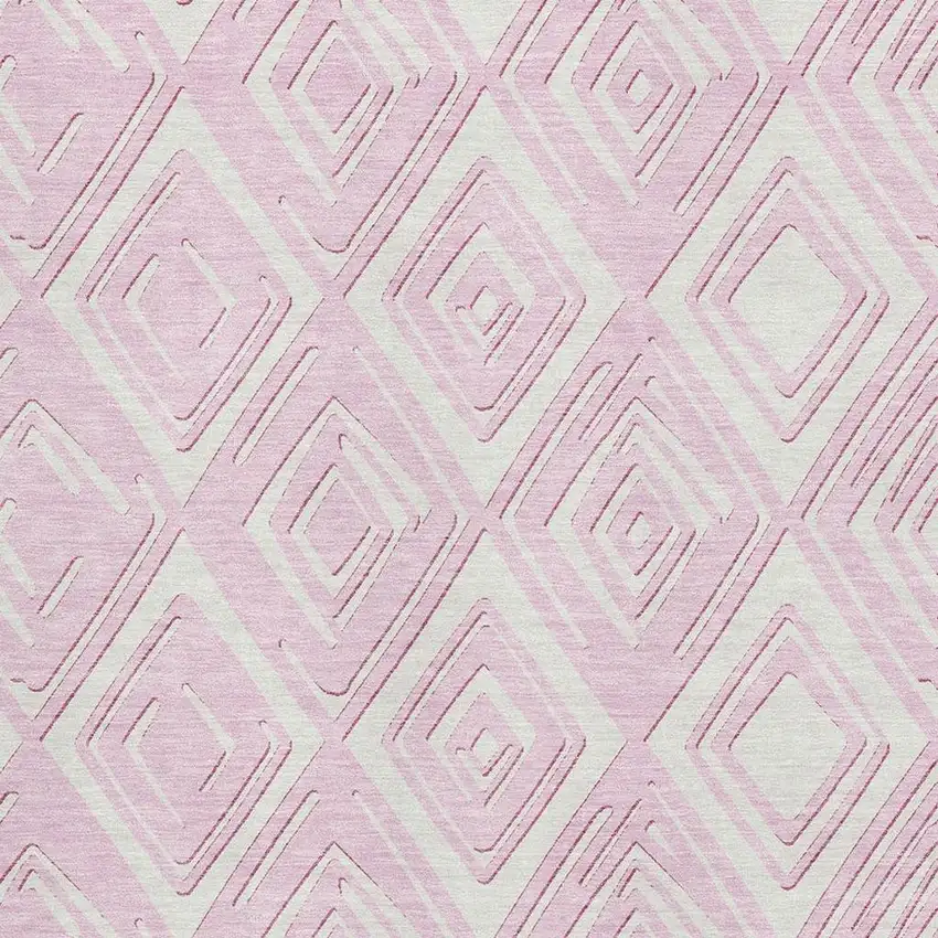Pink And Ivory Geometric Washable Area Rug With UV Protection Photo 2