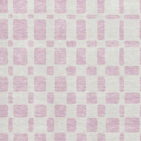 Pink And Ivory Geometric Washable Area Rug With UV Protection Photo 3