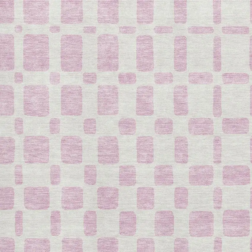 Pink And Ivory Geometric Washable Area Rug With UV Protection Photo 3