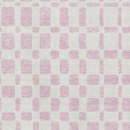 Pink And Ivory Geometric Washable Area Rug With UV Protection Photo 3